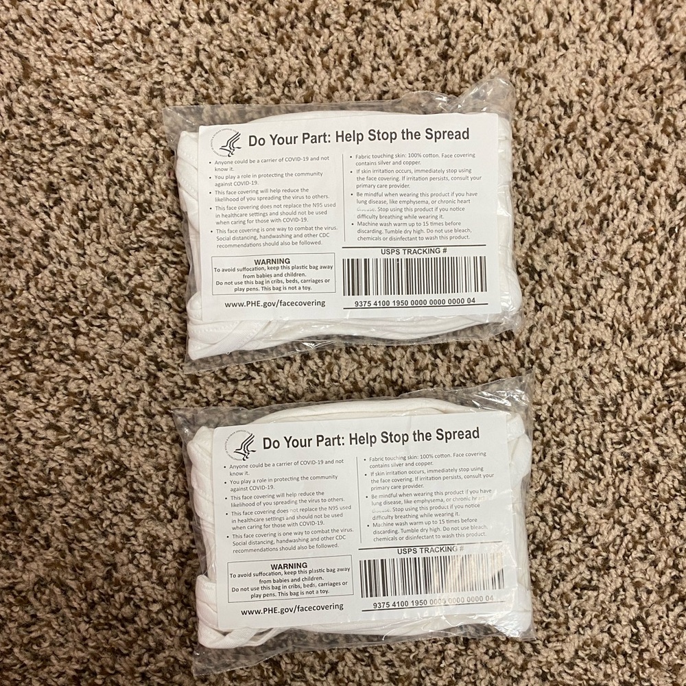 100% COTTON WHITE UNISEX REUSABLE FACE MASK - Picture 5 of 5